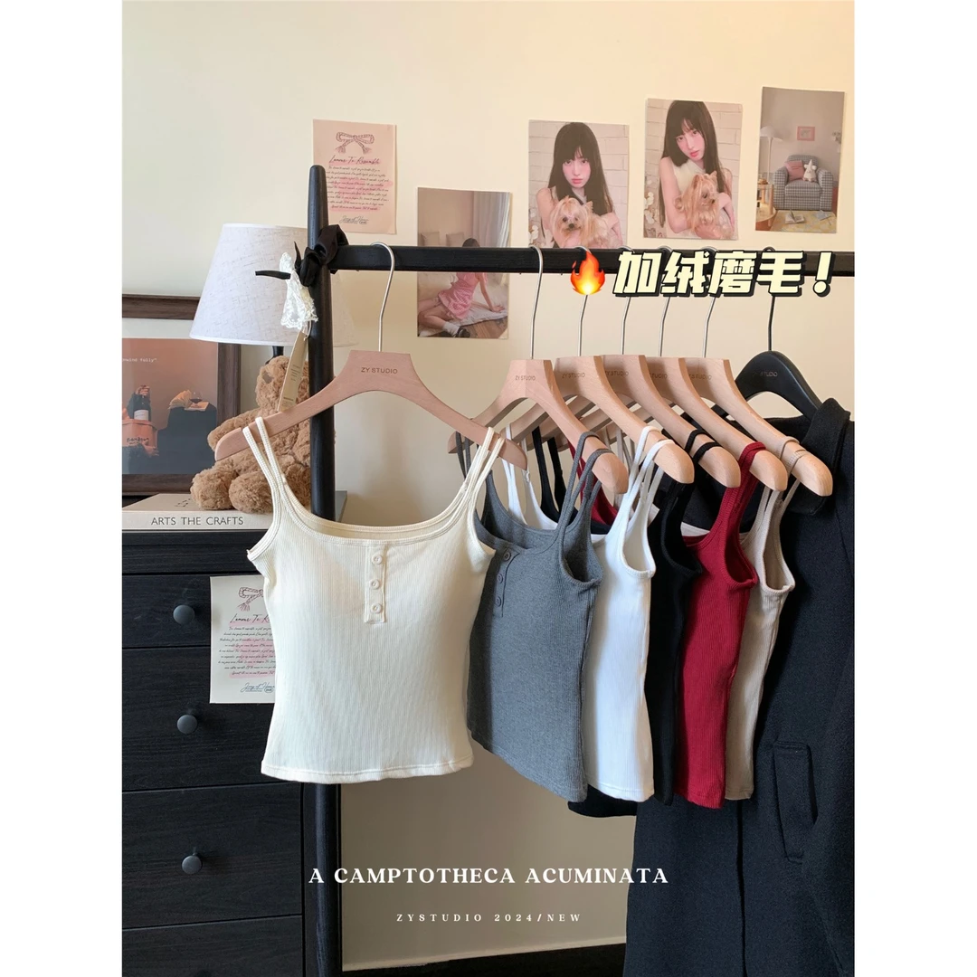 带胸垫抹胸美背小吊带背心女秋冬季可外穿内搭打底衫上衣2025新款