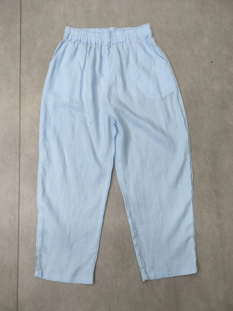（六色）春季砂洗亚麻松紧腰百搭休闲小脚裤女WH 001
