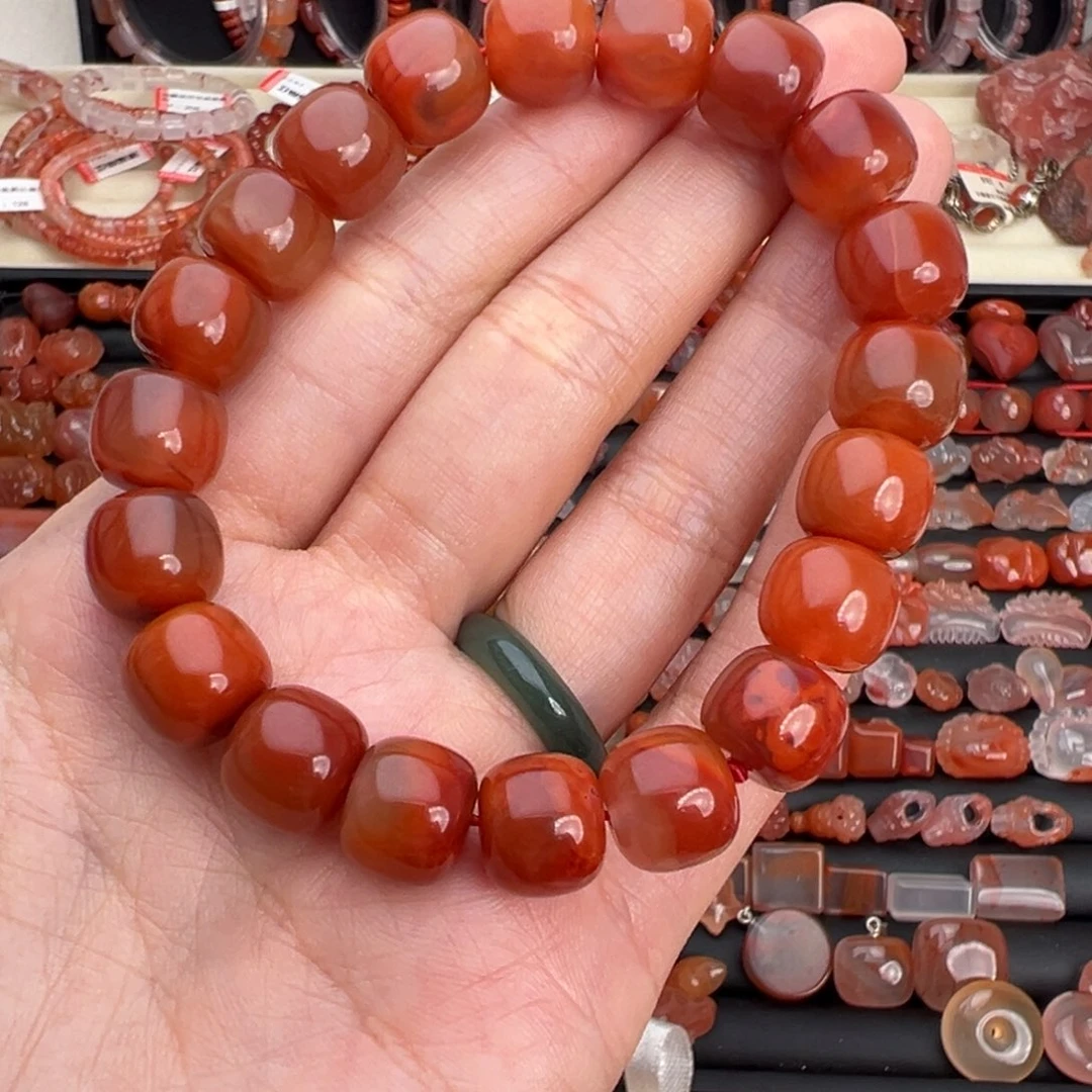 南红玛瑙未镶嵌颈饰火焰老型单圈卡11+