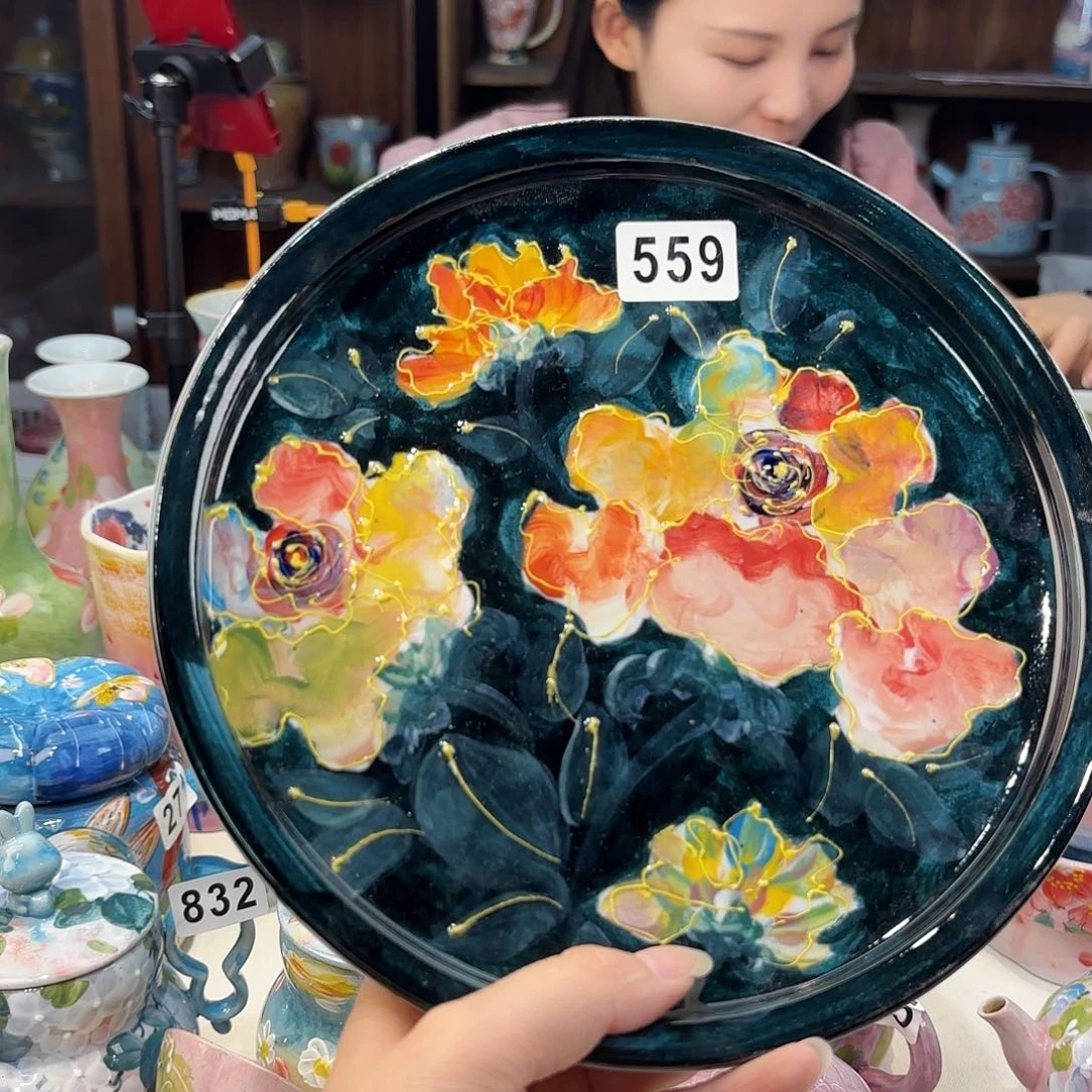 瓷片景德镇手绘高温釉下彩陶瓷茶具