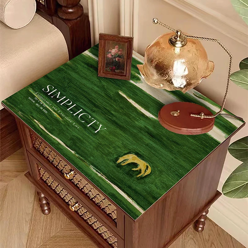 家用卧室床头柜皮革垫防水耐脏免洗PVC保护垫风景油画氛围感盖布