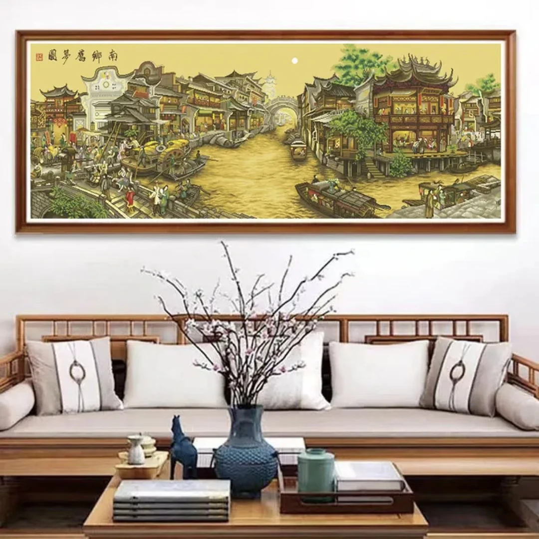 蒙娜丽莎十字绣南乡旧梦图经典怀旧名画新款线绣客厅大幅风景满绣