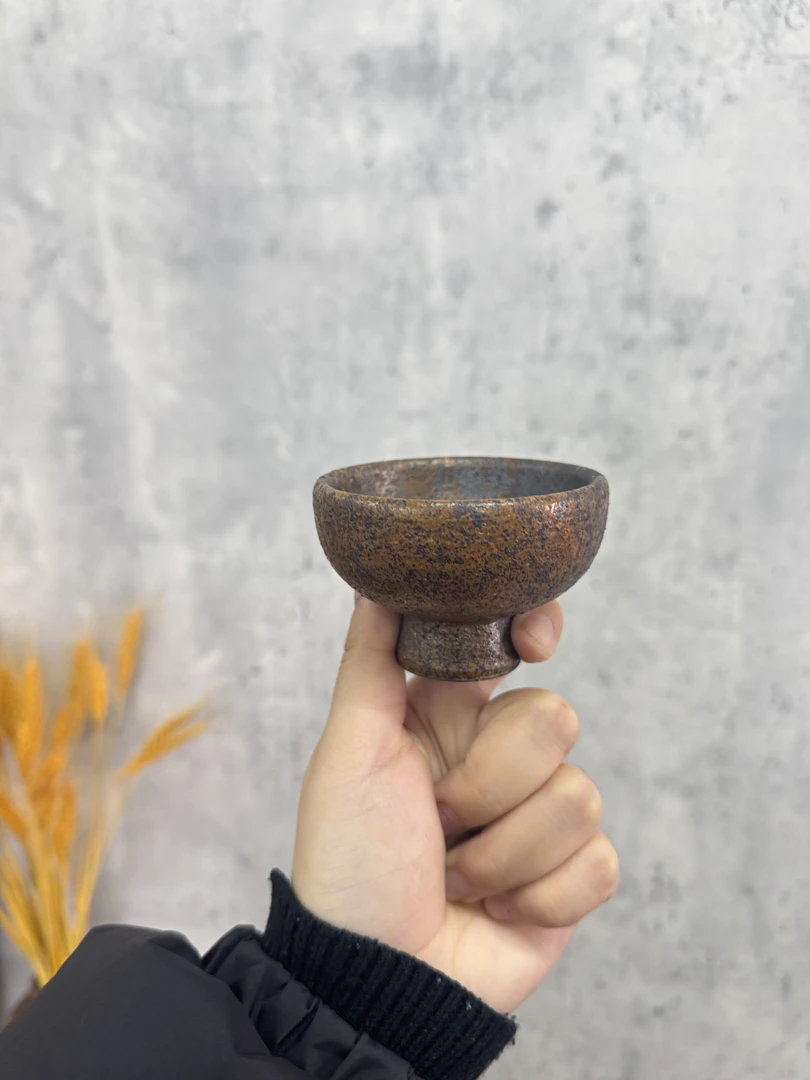 原矿紫砂高温柴烧黄金段泥手工主人杯