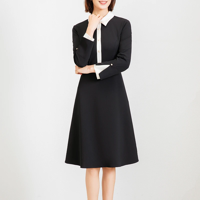 28547 春季亲肤假两件连衣裙修身显瘦时尚设计感方领裙子收腰气质