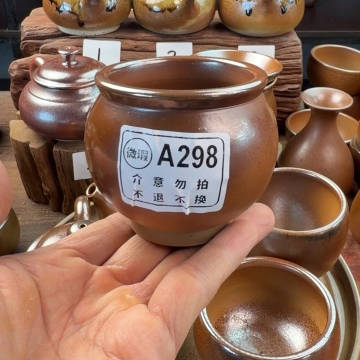 建水紫陶白泥柴烧杯