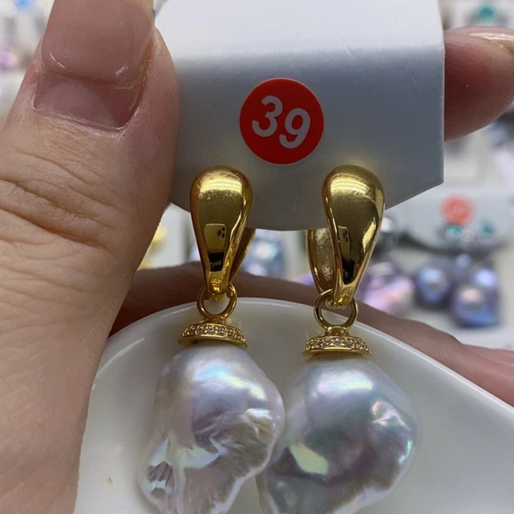 银S925镶嵌耳饰淡水珍珠