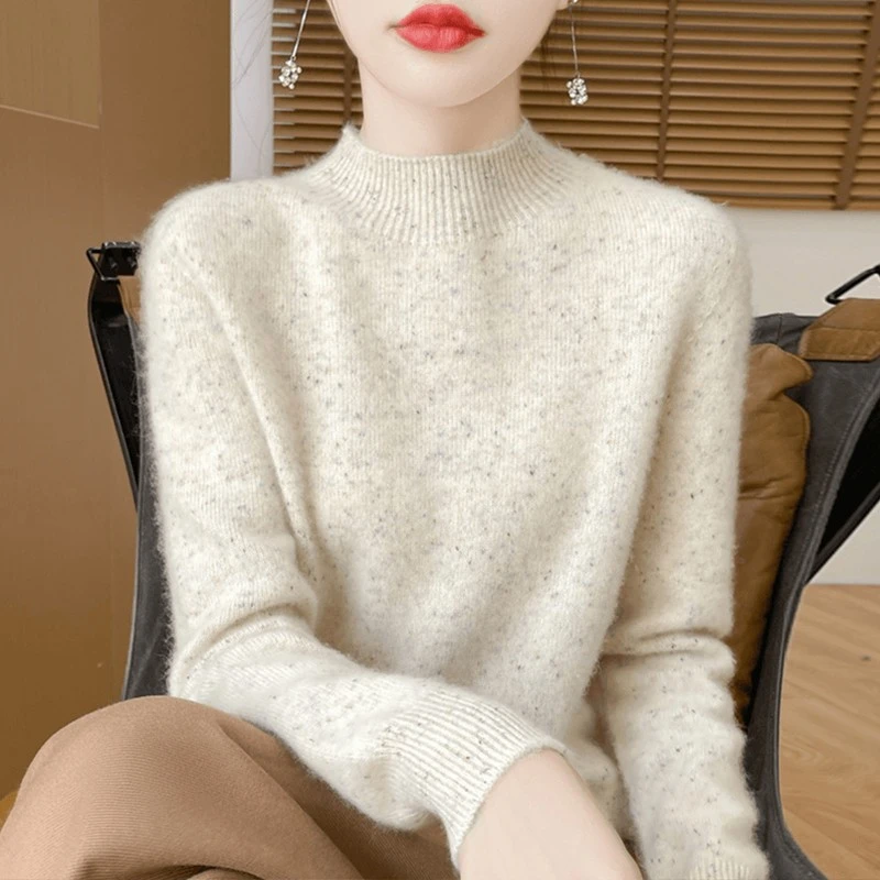 点点花纱2025新款针织羊毛衫女秋冬半高领打底衫洋气百搭宽松毛衣