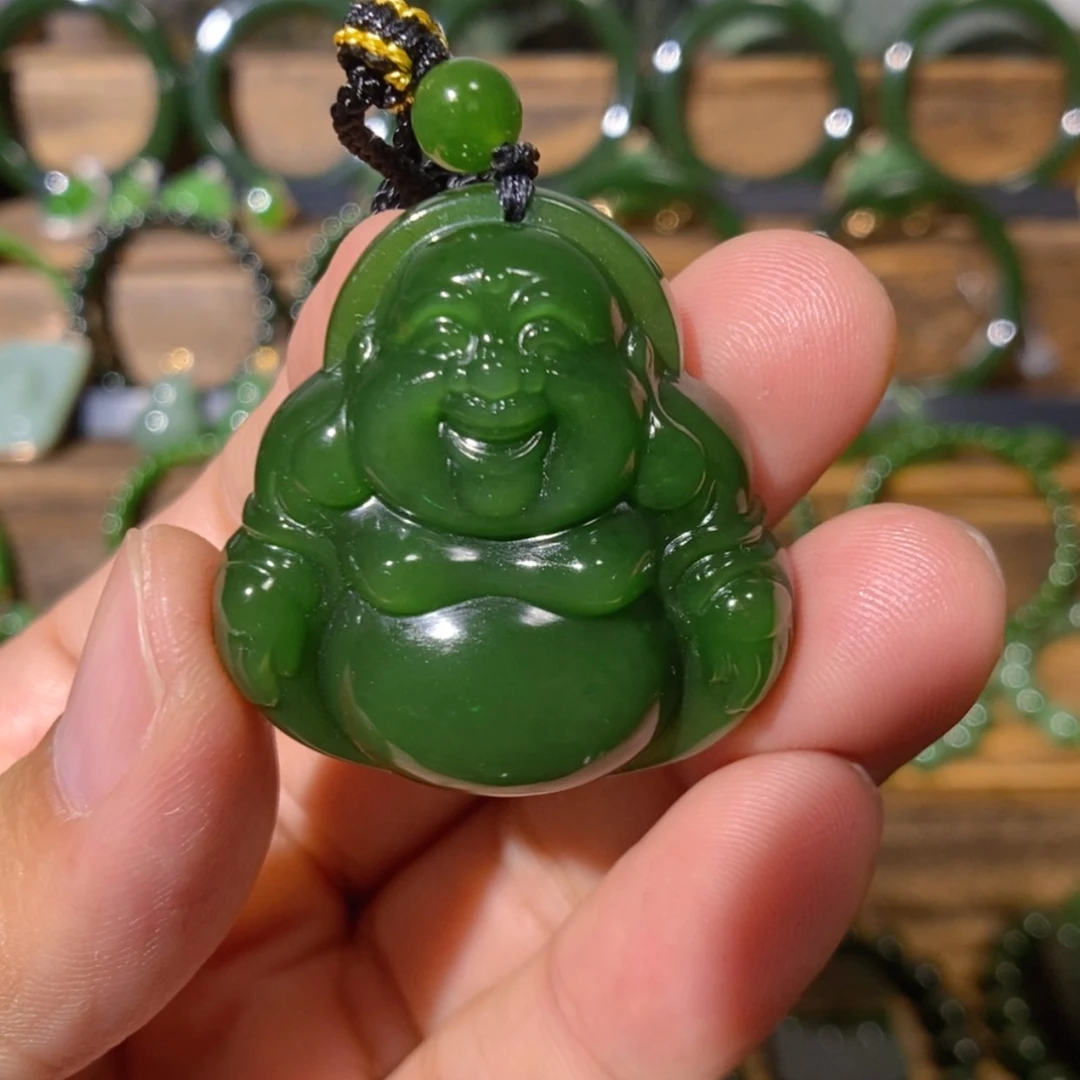 【闪购商品】吊坠(不含链)未镶嵌和田玉俄七菠菜绿佛公 35/11