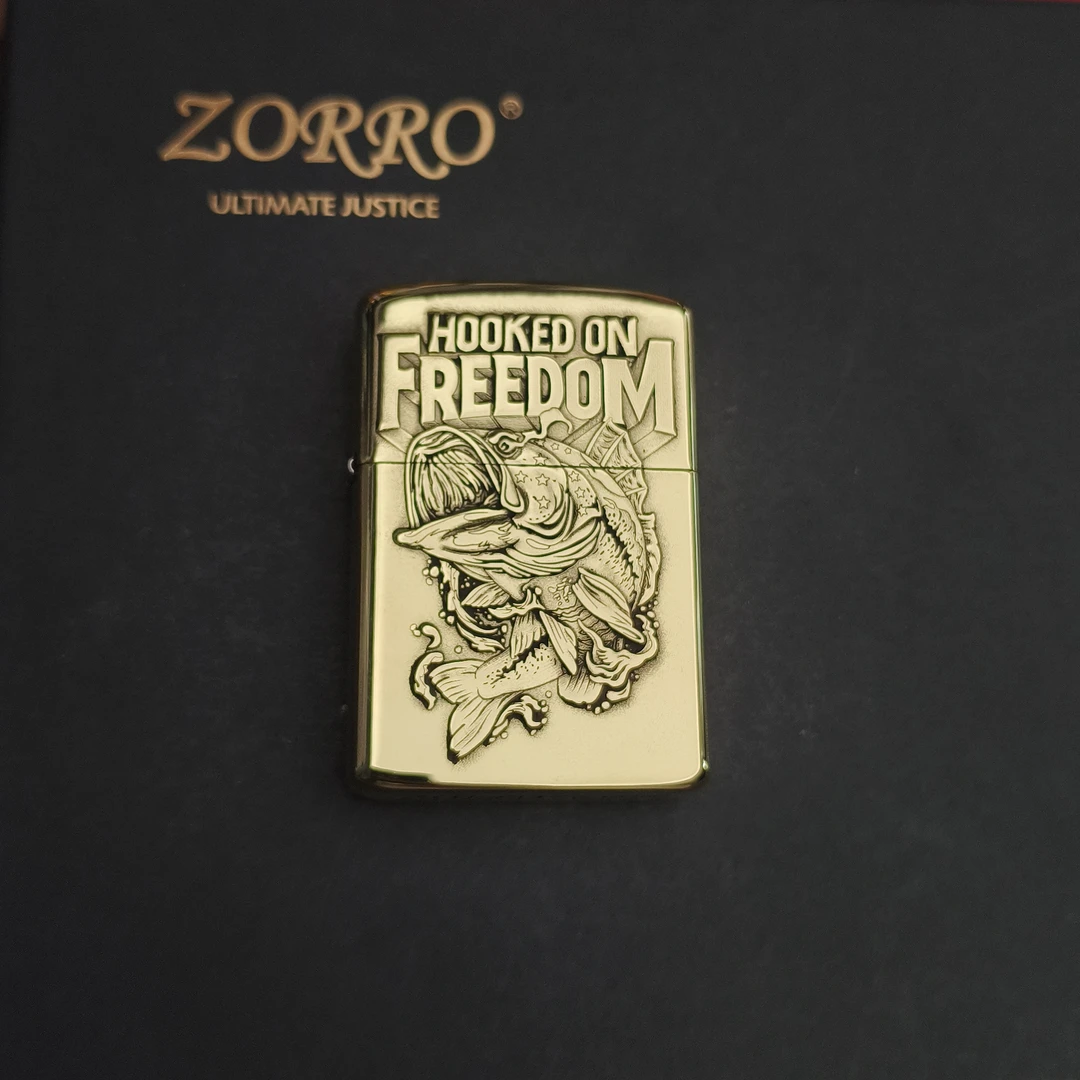 ZORRO/佐罗路亚王防风打火机双面浮雕钓鱼佬永不空军创意个性经典