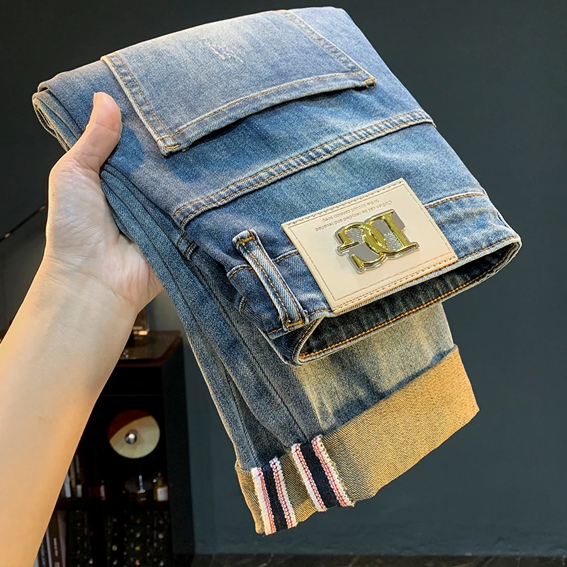 BOTEMER/比提米尔时尚牛仔裤潮流修身小直筒春秋季长裤美式休闲裤