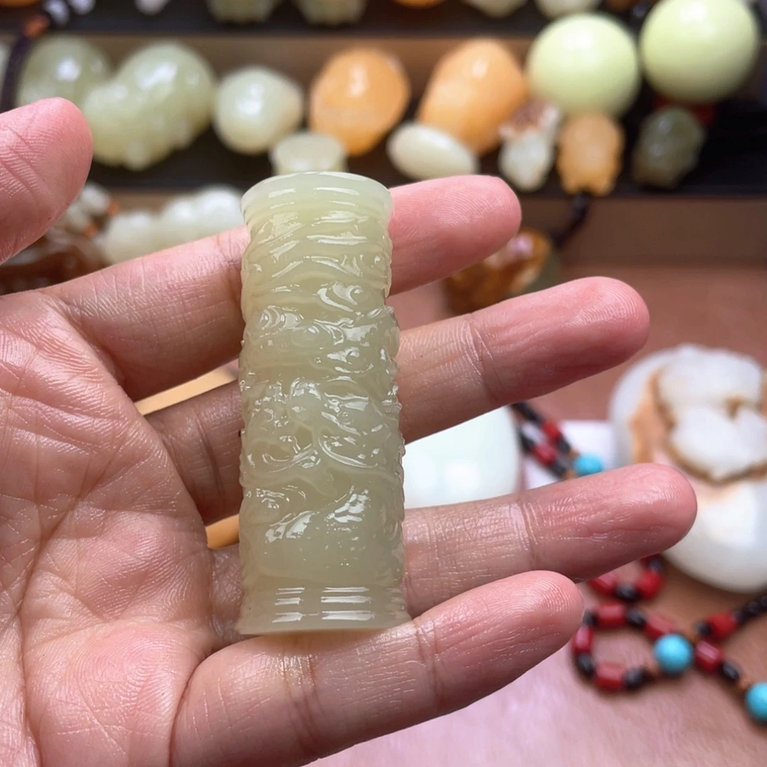 只***情石材天然古青石手把件