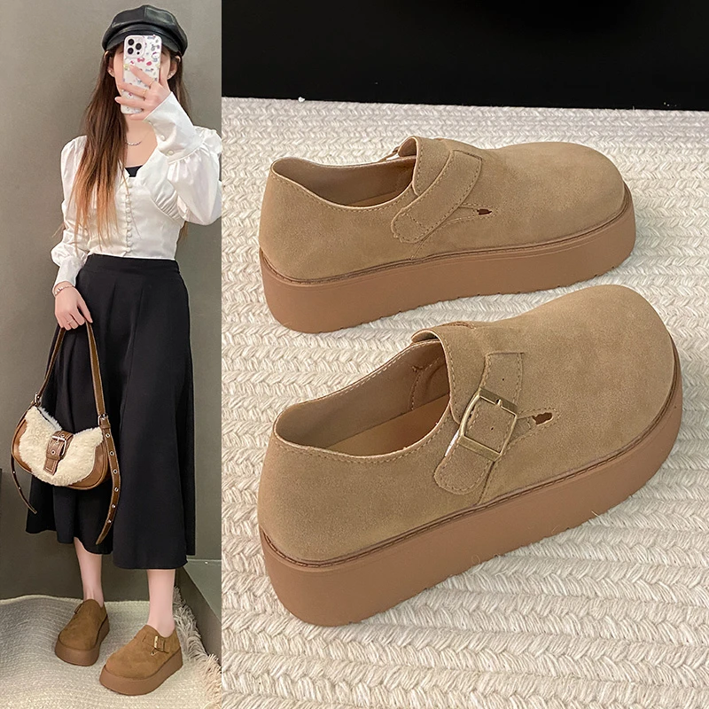 厚底全包勃肯鞋女2025新款春秋季一脚蹬女鞋平底豆豆鞋博肯单鞋