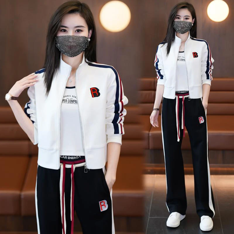 高含棉休闲运动套装女春秋季新款洋气减龄气质卫衣阔腿卫裤两件套