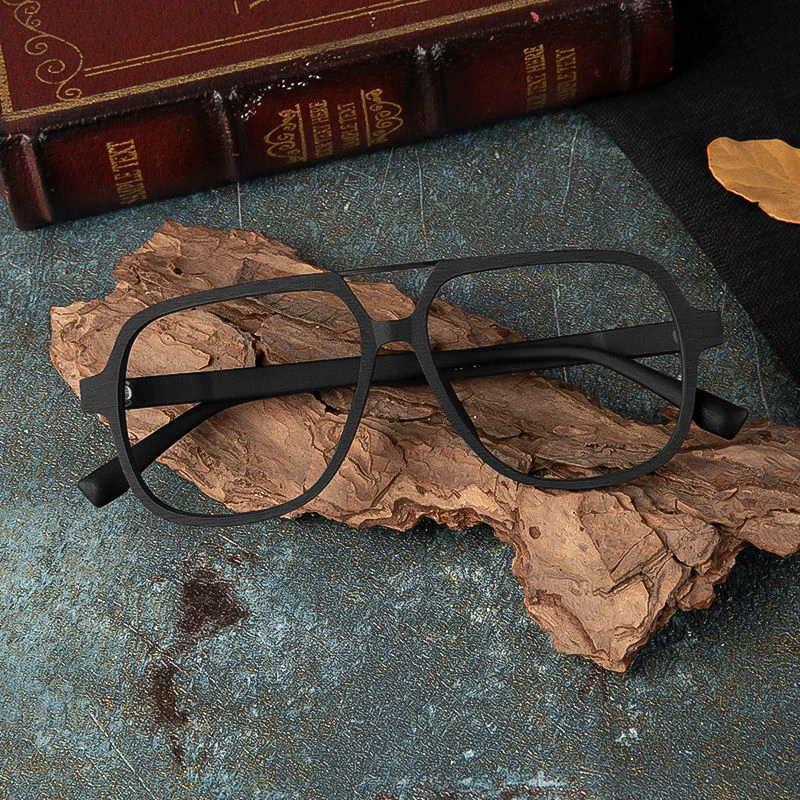 木川近视眼镜框男高档仿木纹双梁大脸显瘦可配度数防蓝光变色镜片