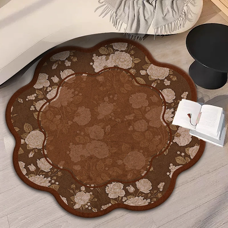 【两-只-羊】中古风床边地垫金钻绒家用好打理脚垫防滑耐脏圆毯简约