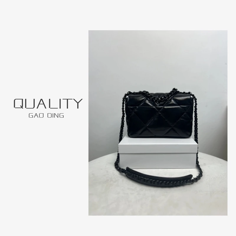 小众链条包小香风时尚百搭黑色单肩流浪包菱格包肩包