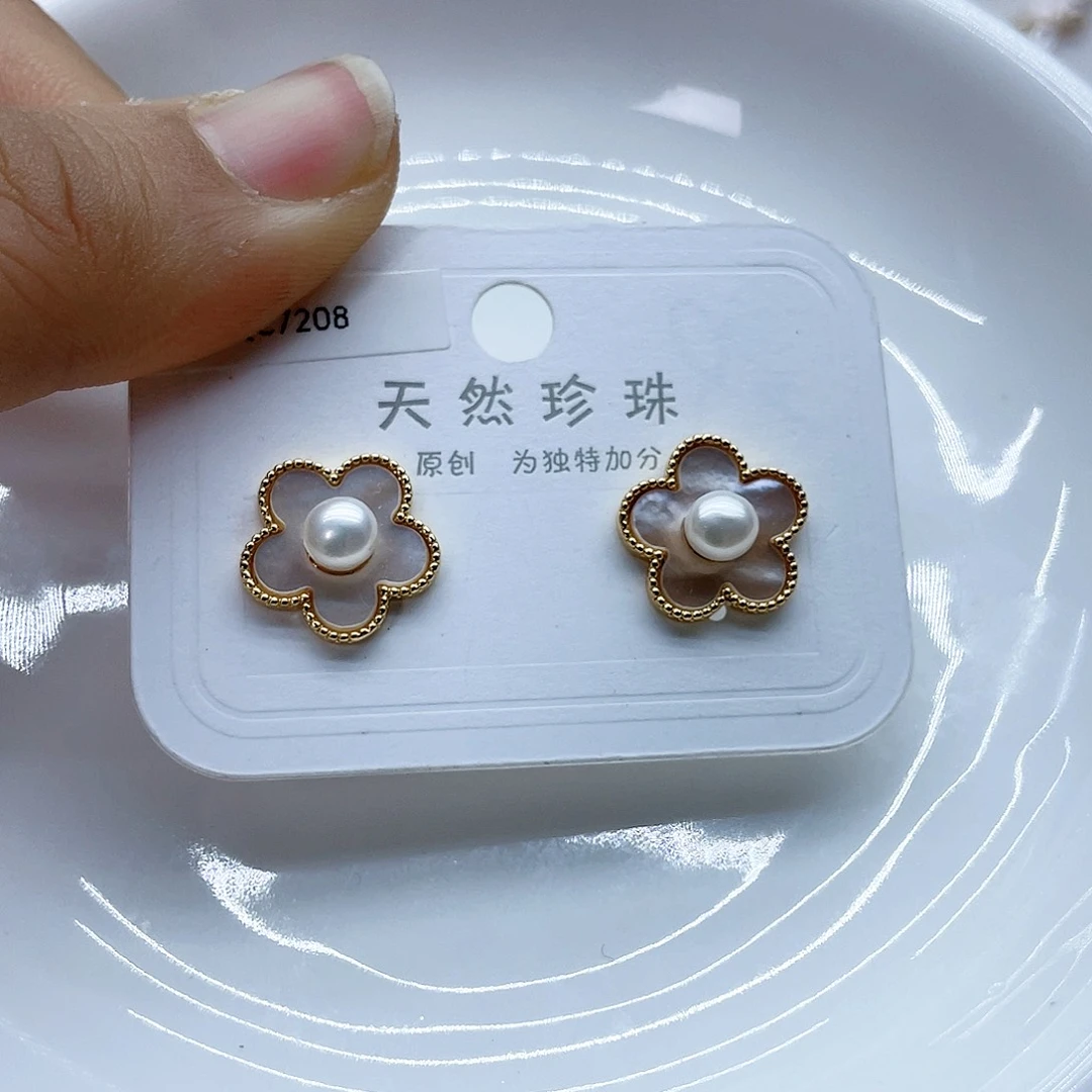 银S925镶嵌耳饰淡水珍珠