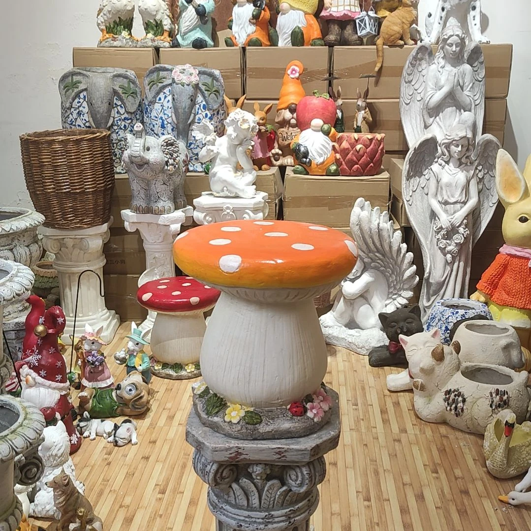 合成树脂氧化镁橘色蘑菇摆件