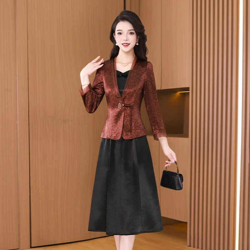 【两件套】27203梦晚秋季轻奢贵夫人气质时尚大气休闲洋气修身套裙