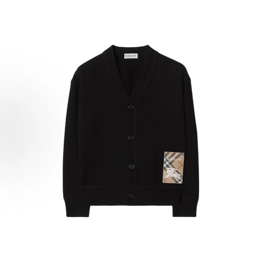 未使用 BURBERRY/博柏利  LogoV领单排扣长袖 毛衣 黑色 儿童款