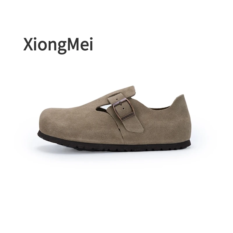 【全包桑坡勃肯】新款3cm桑坡勃肯真皮一脚蹬高能感时尚软底平底鞋