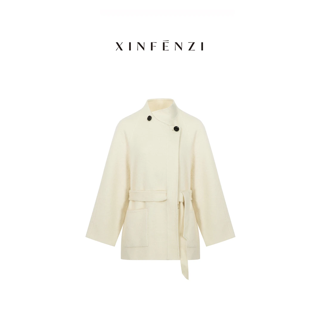 【贝尼斯】XINFENZI 羊驼毛立领设计短款大衣外套 51294