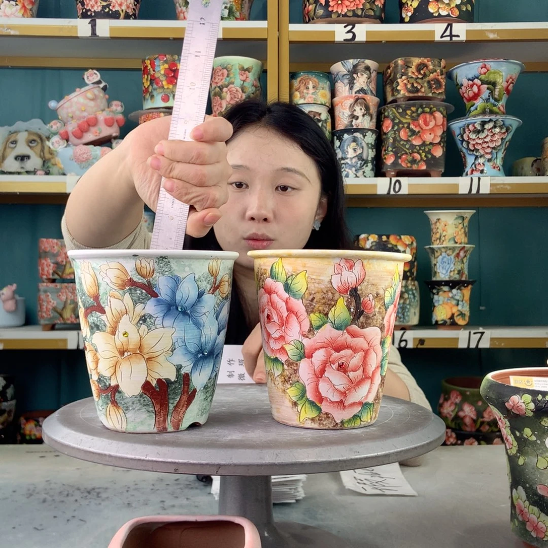 陶景德镇手工花盆960