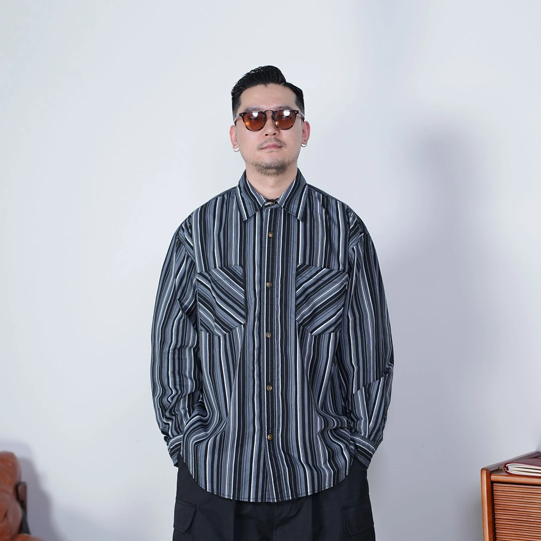 25FW秋季经典格纹衬衫复古休闲长袖条纹衬衣百搭通勤款上衣