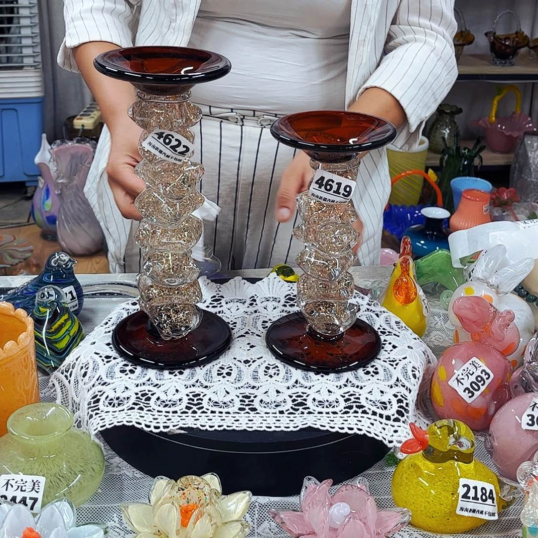 2个烛台 家悦琉璃工艺品