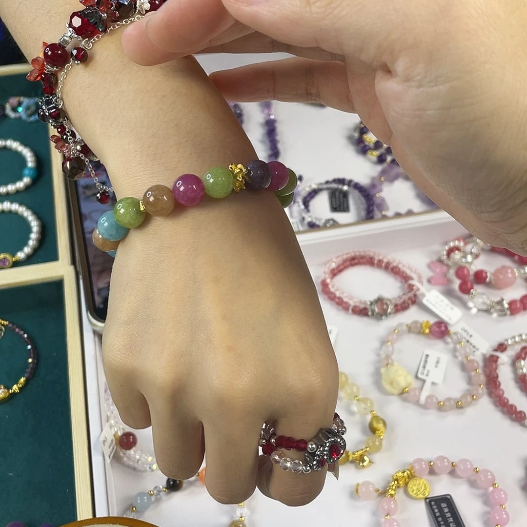 水晶手链银S925镀金镶嵌