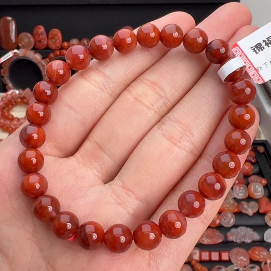 南红玛瑙未镶嵌颈饰火焰单圈卡7+