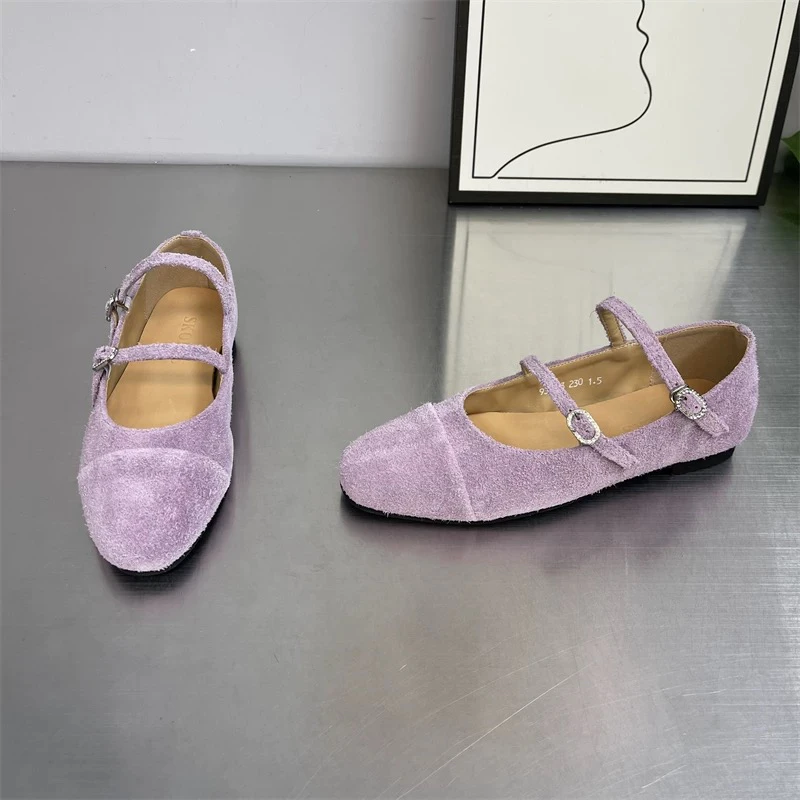 933773反绒百搭透气女鞋夏季公主鞋浅口鞋子法式单鞋平底