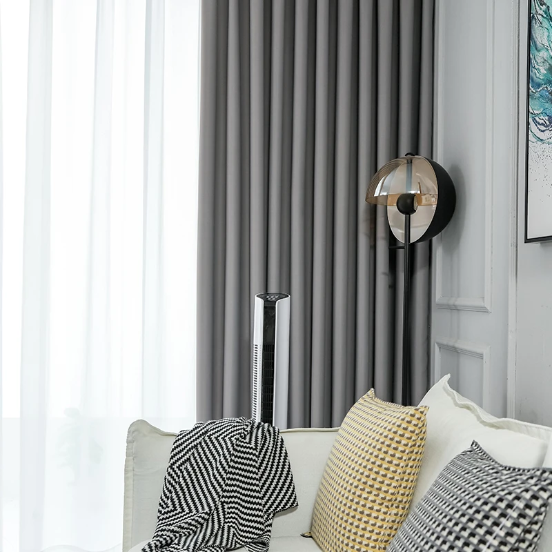 亮丝提花高精密遮光窗帘卧室客厅隔热阳台轻奢现代简约风