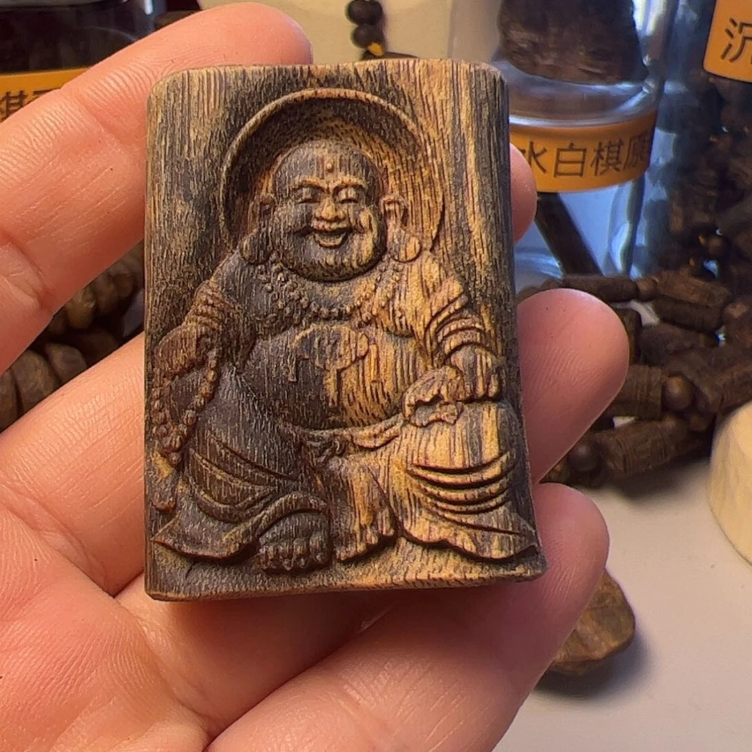 吊坠沉香心海南白棋糖结佛公吊牌20.5克