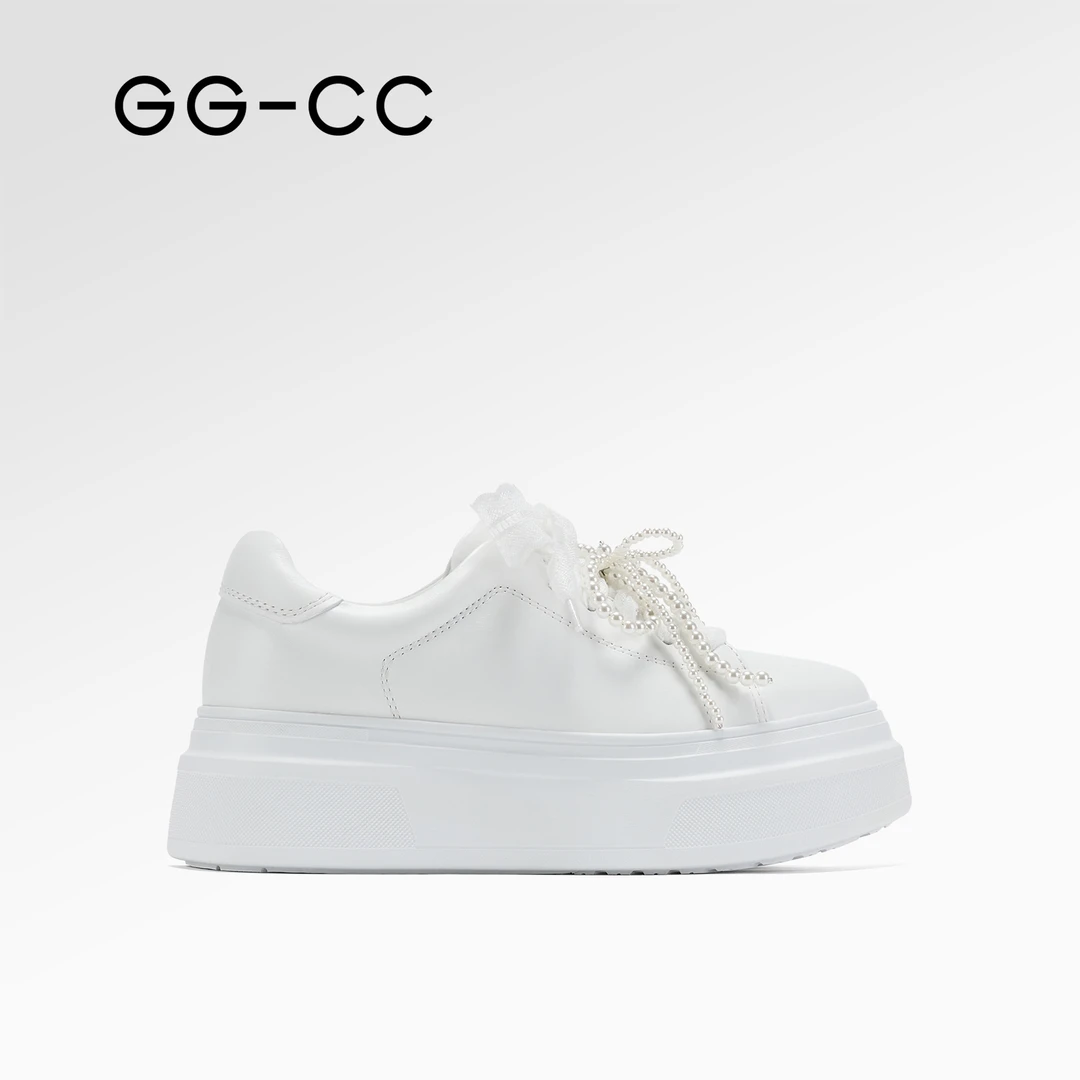 GG-CC【奶油甜塔】2025春季新甜美蕾丝厚底小白鞋8071