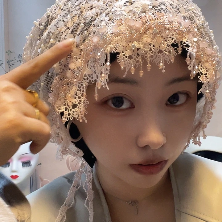 纯棉粉色新款飘带纱巾