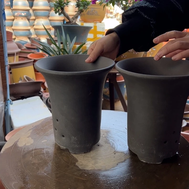 紫砂18+18素兰花盆 口径 18×20