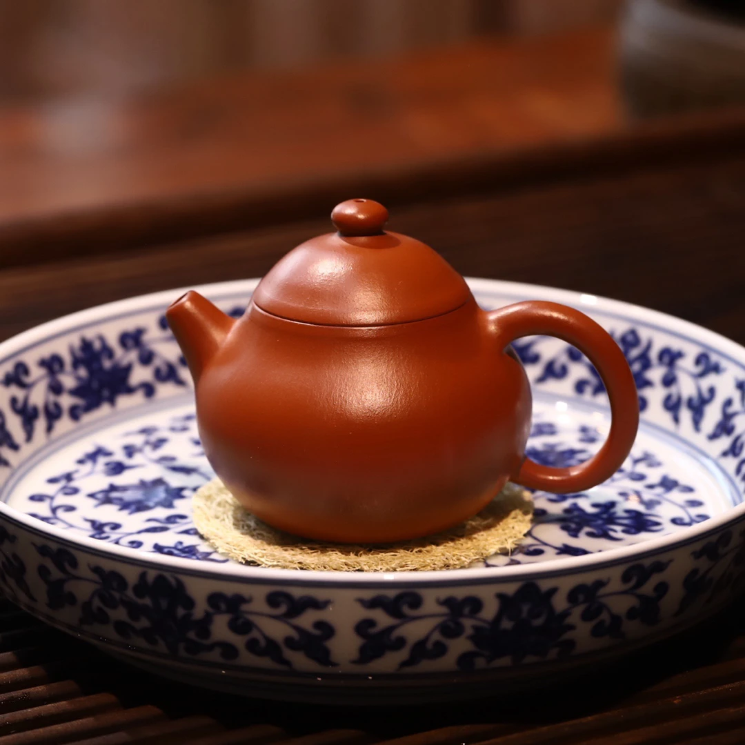 文旦壶，国工许林峰，赵庄原矿皱皮朱泥，全手工制，容量100cc