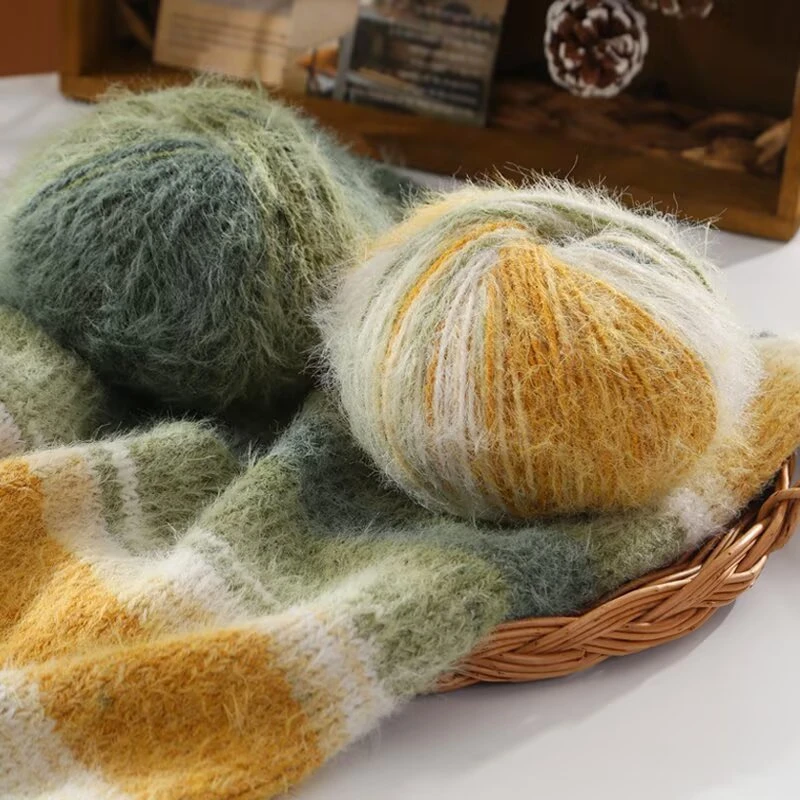 十刻雪宝同款平替混纺羊毛段染长绒毛线亲肤柔软手工针织围巾帽子