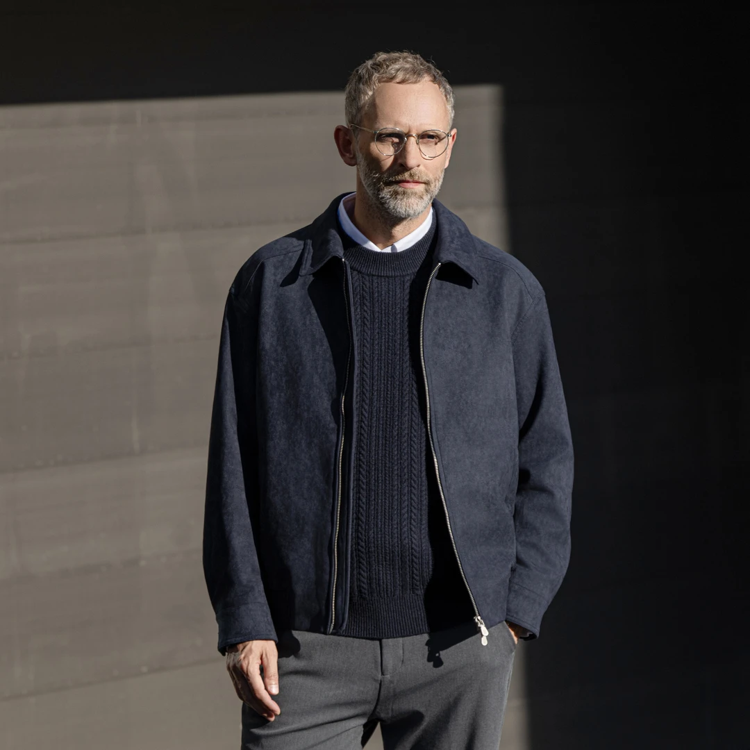 EDOT哈灵顿翻领短款外套男士2025秋冬季高端城市通勤商务休闲夹克