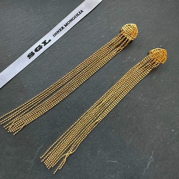 铜合金无非金属耳饰 SGL原创设计民族风蒙古包流苏超长耳环250101