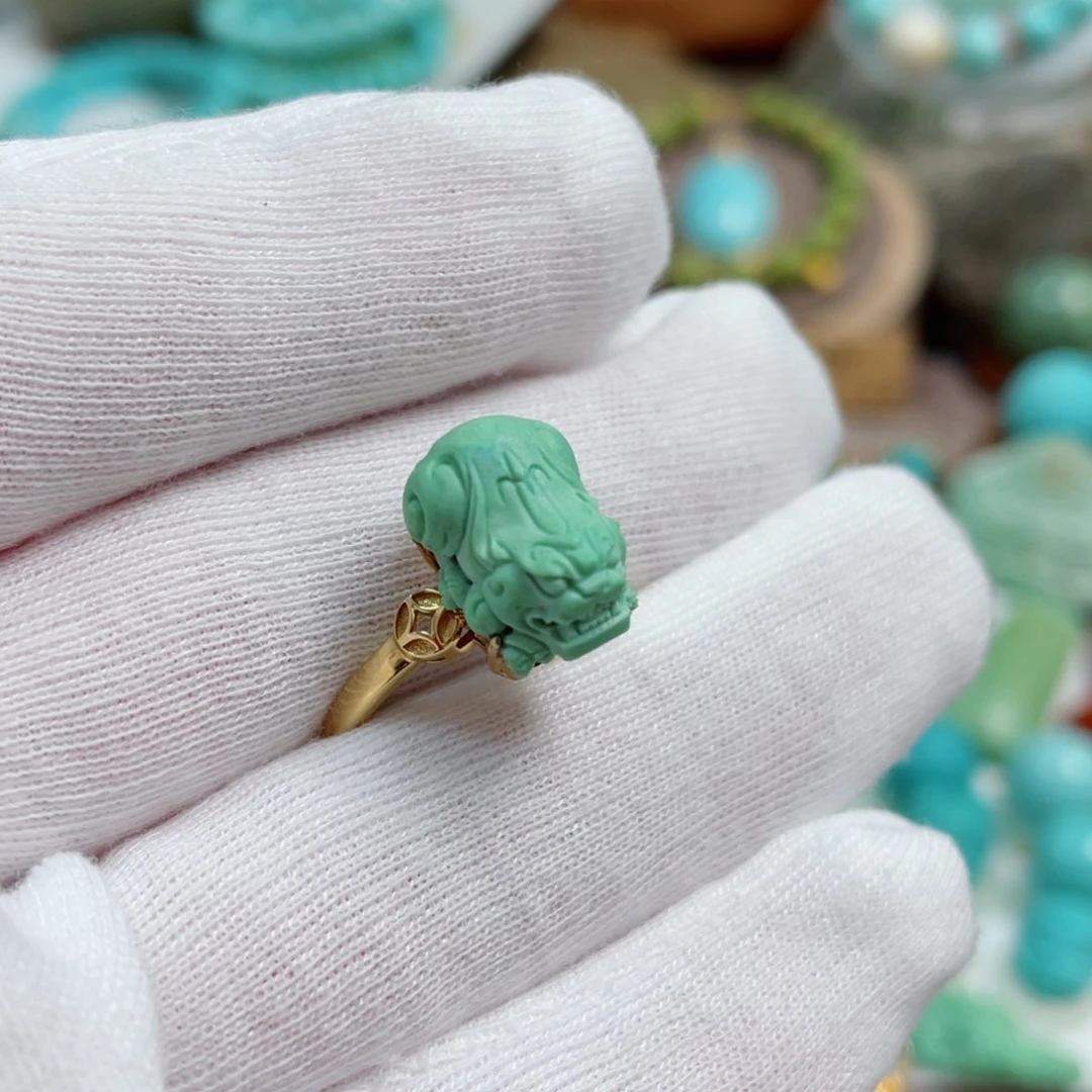 绿松石珠宝奇石18K金镶嵌