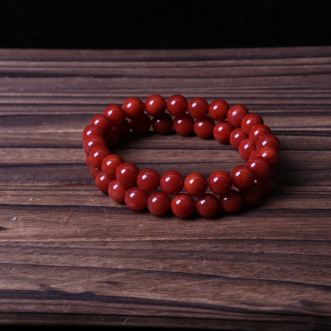 【石语珠宝】南红玛瑙8mm左右圆珠手串一条2n824（多样性发其一）