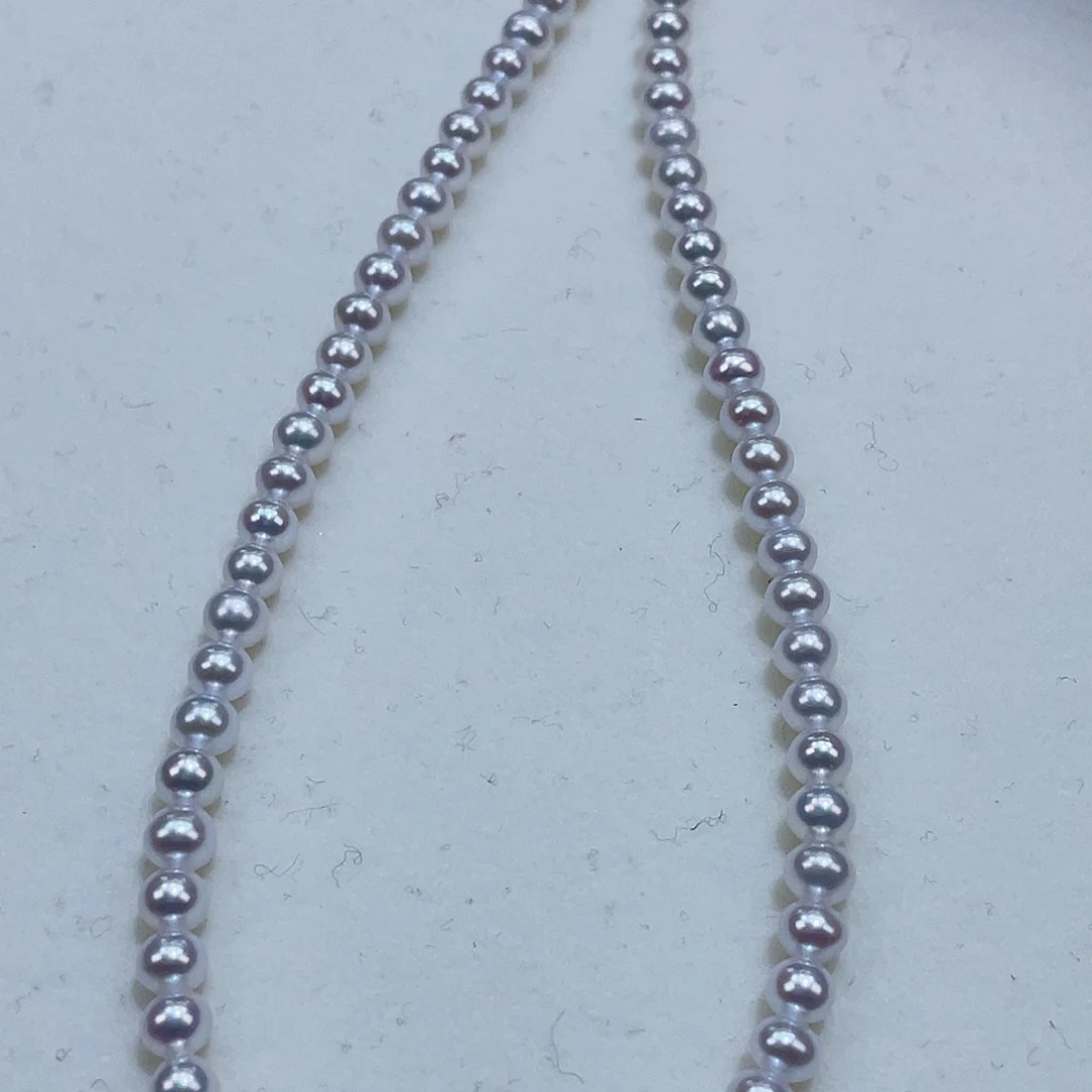 淡水珍珠颈饰银S925镶嵌4m极光白透炫彩捡漏