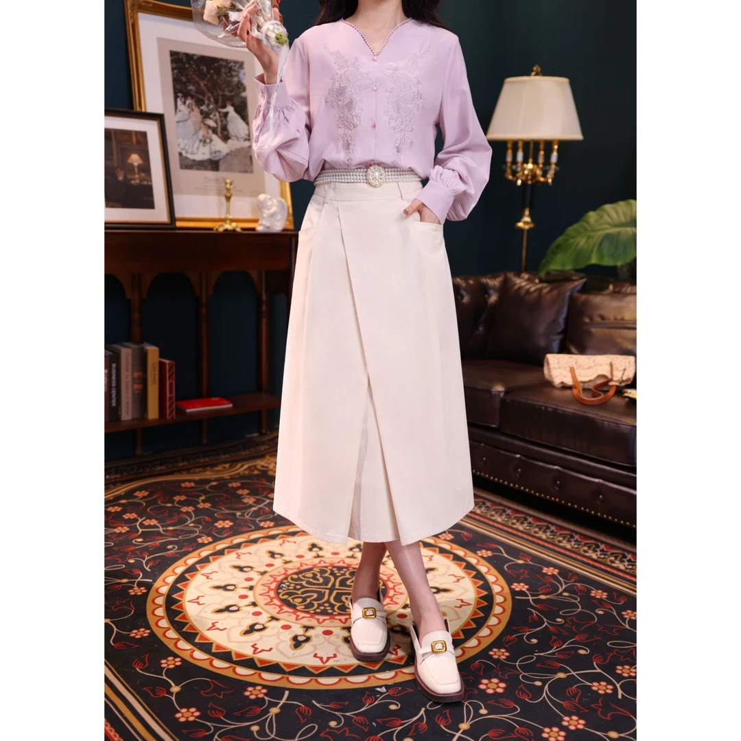 琦琦【海风微咸】港风复古半身裙显瘦高腰百搭裙子YR3882201