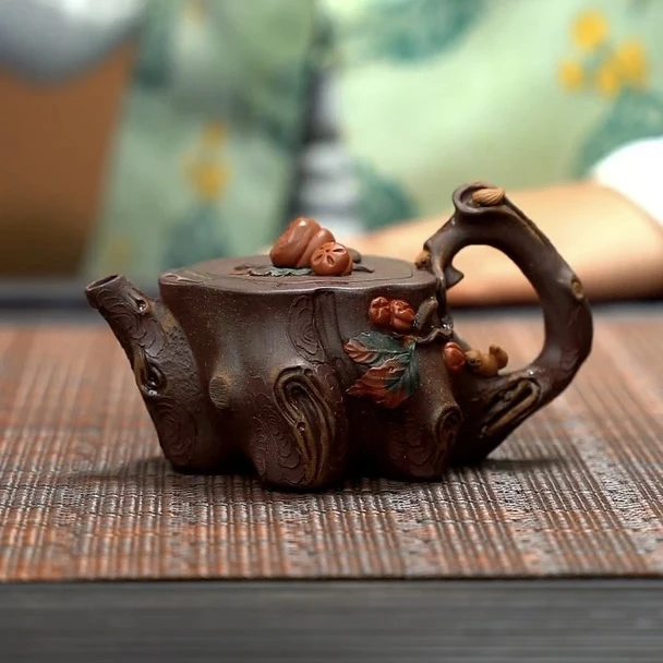 【小舍】 秋 柿红 松桩手工茶壶