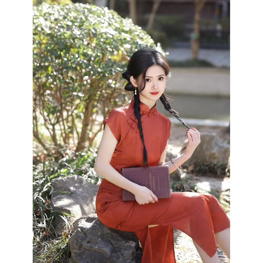 捡漏！红色新中式复古中国风旗袍夏季连衣裙日常高考毕业季文艺