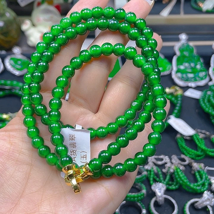 翡翠未镶嵌颈饰温*华翡翠满色项链6.5