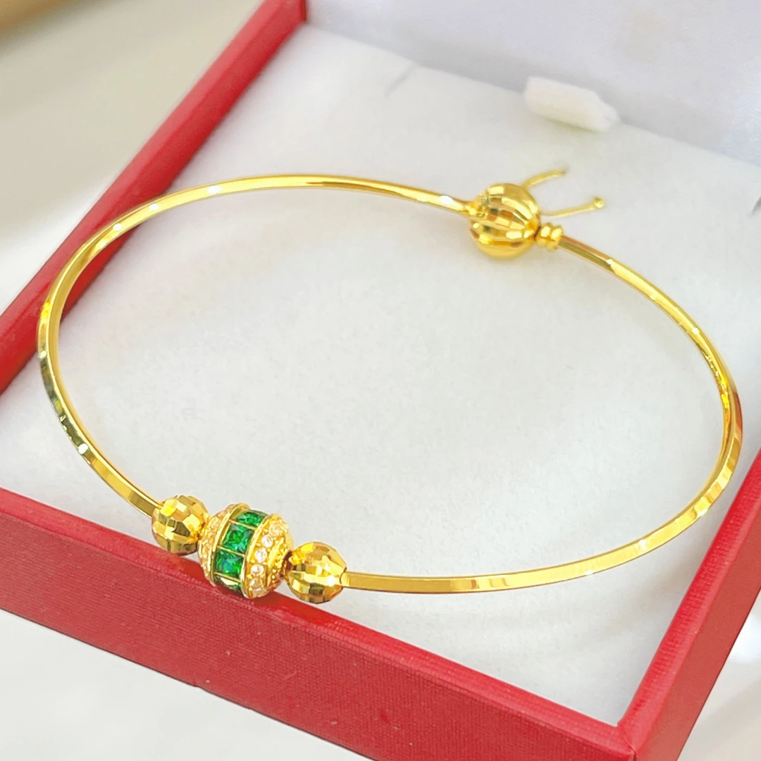 合成锆石18K金柳绿珠单珠diy螺丝珠潘镯00537