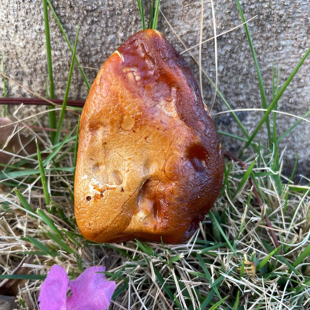 天然原矿全皮蜜蜡原石金白花蜡 可盘可戴 重34.4克